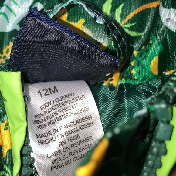 Little rebels 12 months green dinosaur puffer vest - Picture 4 of 5